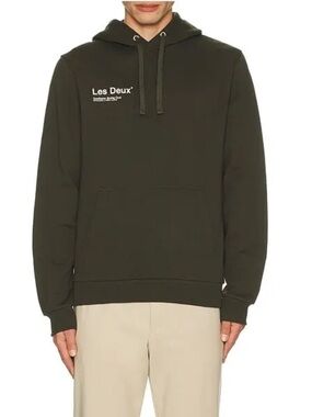 Les Deux  Brody Medium Dark Gray Oversized Olive green Hooded Swatshirt -